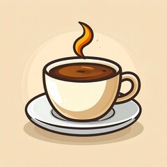 Obraz premium cup of coffee with smoke icon logo with cartoon illustration in high resolution