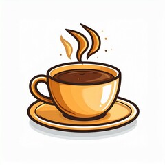 Obraz premium cup of coffee with smoke icon logo with cartoon illustration in high resolution