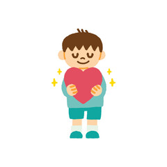 愛に満ち足りて自己肯定感が高い子供のイラスト　感情　気持ち　心　手書き