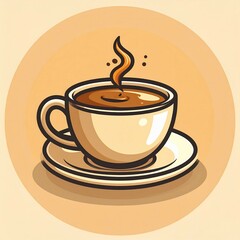 Obraz premium simple cup of coffee icon logo with cartoon illustration in high resolution