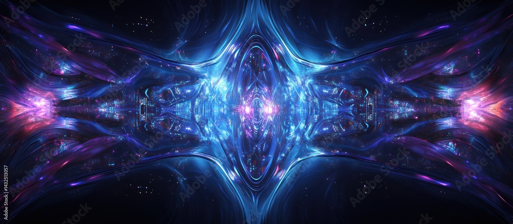 Poster abstract fractal symmetry: an exploration of cosmic light and digital structures