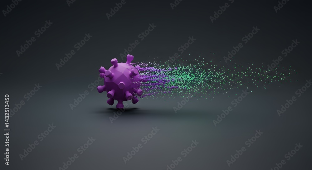 Poster abstract 3d rendering of virus disintegration microscopic visualization of particle breakdown and de