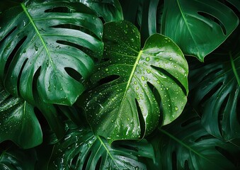 Fototapeta premium Green leaf background. Close-up of green leaf texture background. Natural background for design