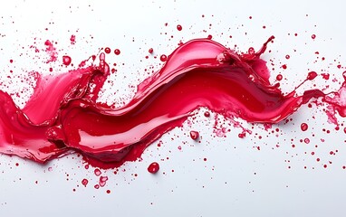 Red paint splash wave artistic liquid swirl on white background
