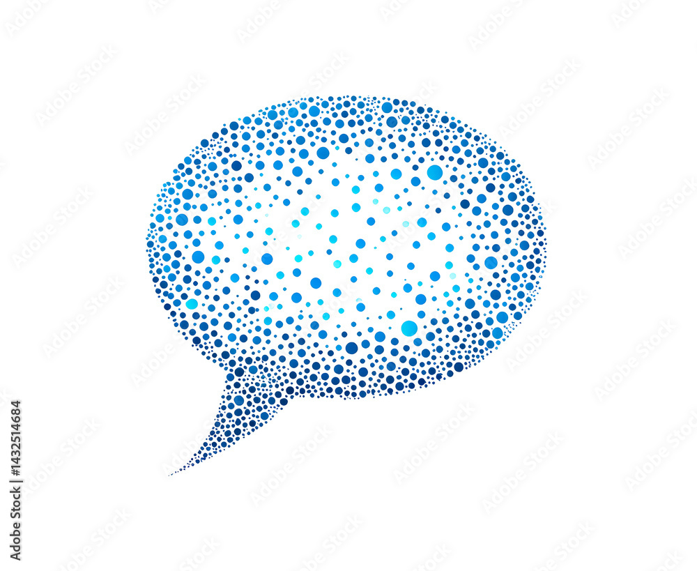 Poster speech bubble made of dots isolated on transparent background