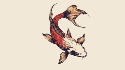 Fototapeta premium Detailed illustration of a Koi fish in vibrant colors
