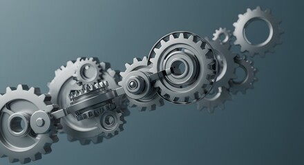Interlocking Metal Gears Precision Engineering and Mechanical Systems, Complex Machinery, Industrial Technology, Gearwork, Cogwheels