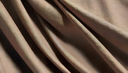 Fototapeta premium Natural line fabric texture background in shades of cream and brown, featuring fine creases and grain details, banner design