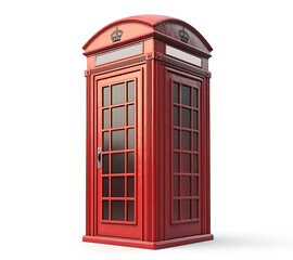 Classic red telephone booth isolated on white background in london