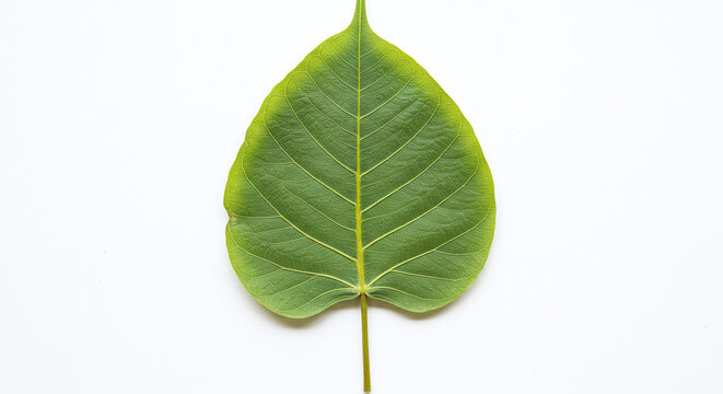 Isolated banyan tree leaf on a white background, generative ai