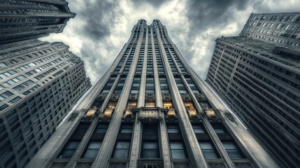 Skyscraper, city, architecture, dramatic sky, urban, low angle, business