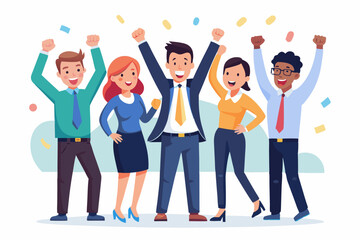 Happy Business Team Celebrating Success On a vector illustration