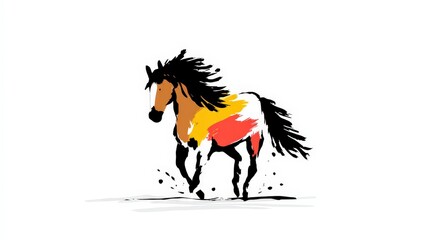 Obraz premium Abstract Running Horse Artistic Equestrian Paint Splash Design