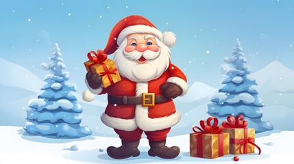 Festive Christmas Greeting Card Cartoon Vector Illustration for Holiday Wishes