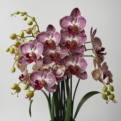 A cascading orchid bouquet, isolated on white