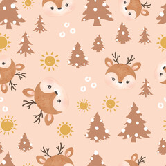 Obraz premium Cute and funny baby animal seamless patterns and wallpaper