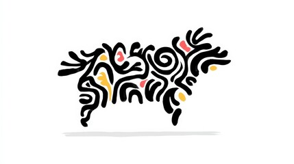 Abstract Cow Art Print  Black and White Line Art  Modern Minimalist Animal Design