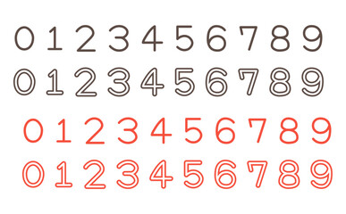 かわいいシンプルな赤と黒の手書きの数字セット