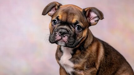 Obraz premium Playful puppy portrait studio setting animal photography soft background close-up view adorable pet concept