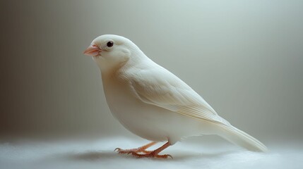 Close-up view of a fluffy, pure white bird.