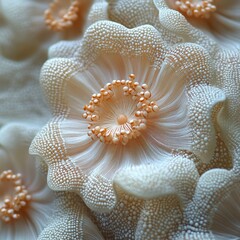 Abstract Peach Flower Bloom Closeup.