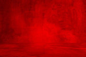 Wall interior background, studio and backdrops show products.with shadow from window color Red background for text insertion and presentation product	