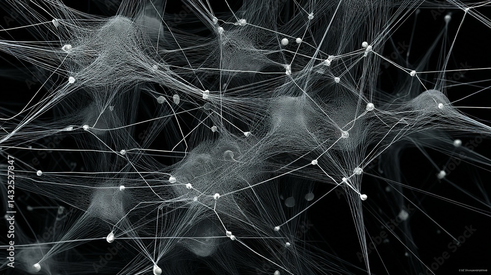 Poster abstract network design with interconnected nodes and threads.