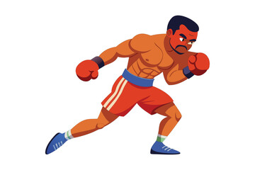 Clean Vector of a Boxer Shadowboxing with Flying Sweat on White Background