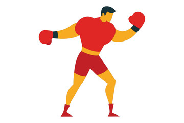 Clean Vector Illustration of a Boxer Shadowboxing with Flying Sweat on White Background