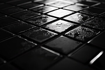a glossy black grid reflecting light