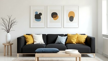 Modern Minimalist Living Room Decor with Abstract Art