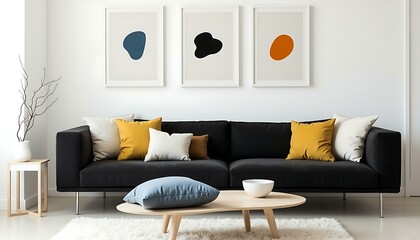 Modern Minimalist Living Room Decor with Abstract Art