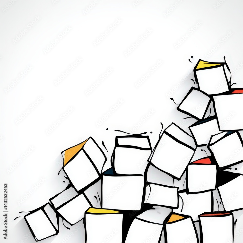 Poster abstract white cubes background geometric pattern minimalist design copy space