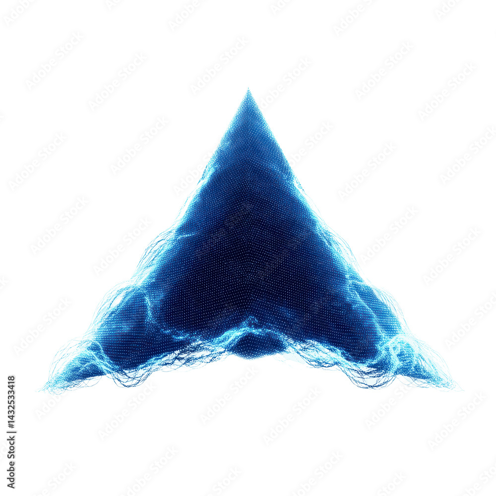 Wall mural abstract blue triangular particle form - digital art
