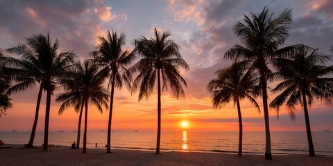Obraz premium Serene sunset over tropical beach