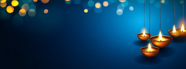 Obraz premium Happy Diwali background, festival celebration design for greeting card, banner, poster, flyer, social media, vector&nbsp;illustration