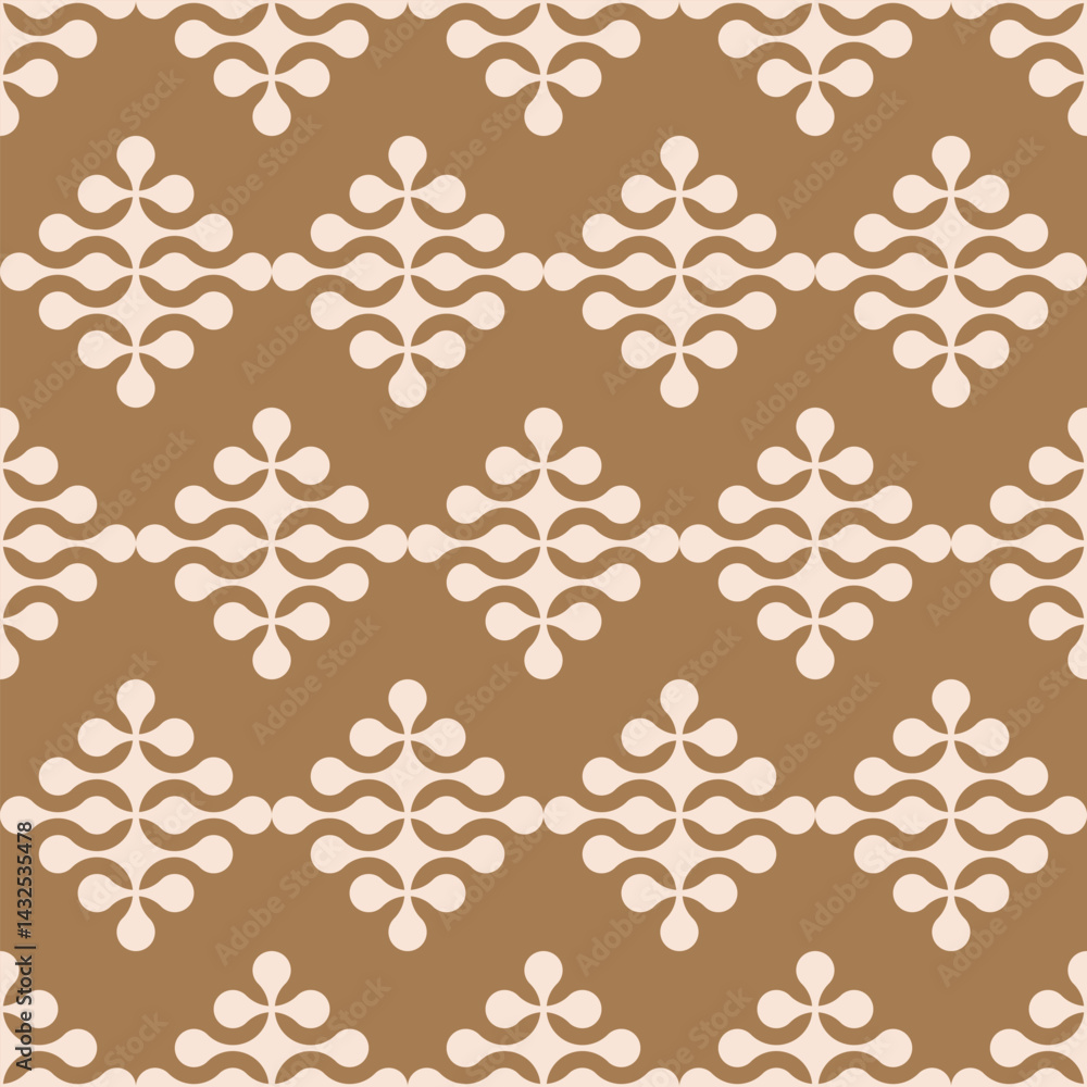 Poster seamless pattern with beige metaballs on a brown background. modern contemporary geometric shapes an