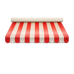 red and white shop shelves