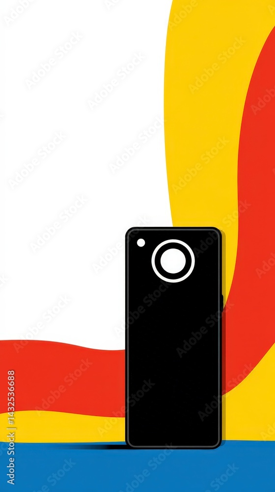 Poster smartphone mockup colorful abstract background mobile app design technology