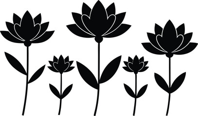 Beautiful Flower Isolated Silhouette Vector Illustration Elegant Floral Design Elements Collection