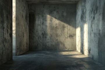 Obraz premium A hollow space with grungy textures and dim olive lighting.