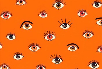 seamless pattern with red and yellow eyes