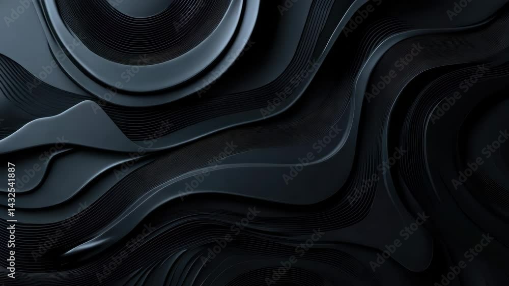 Poster a dark blue digital art wallpaper features a swirling fractal pattern with curved lines of light, cr