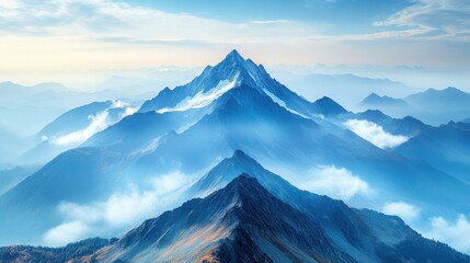 Majestic mountain range cascading towards the viewer in a breathtaking vista