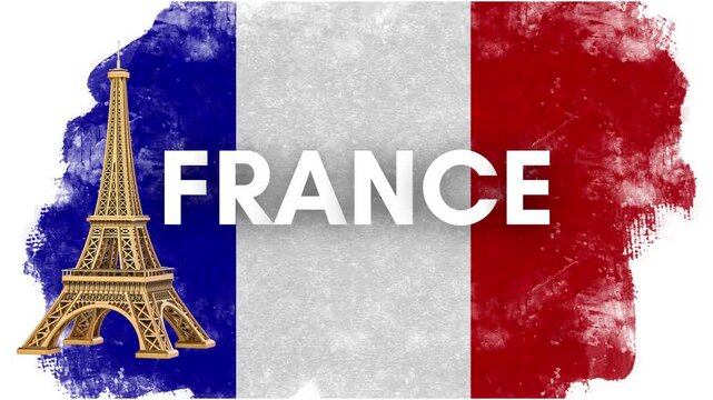 France Text Animation Patriotic Title with Flag Colors
