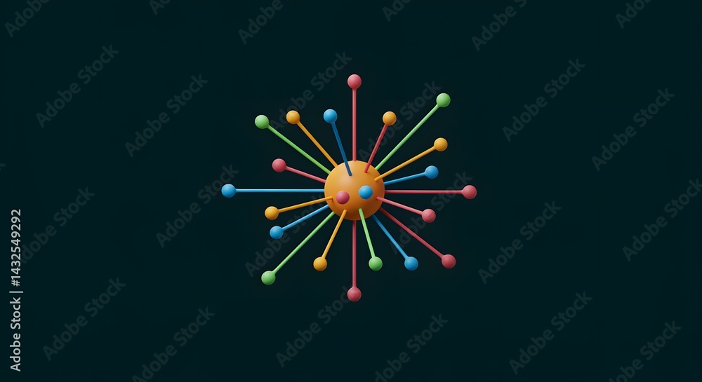 Poster abstract colorful sphere with radiating lines a modern 3d design concept