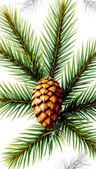 Fototapeta premium realistic fir tree branch with a pine cone