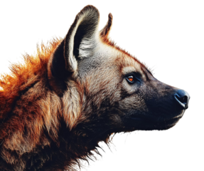 Hyena for Wildlife and Nature Display - Isolated on White Background