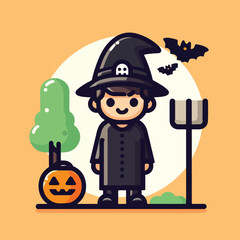 vector image of people wearing halloween costumes