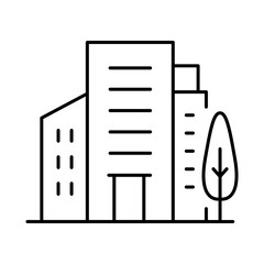 Buildings Line Editable Stroke Icon. Real Estate, City, Cityscape, House, Home, Apartment, Condominium, Hotel, Mall,  Town, Architecture Buildings Icons Vector Illustration